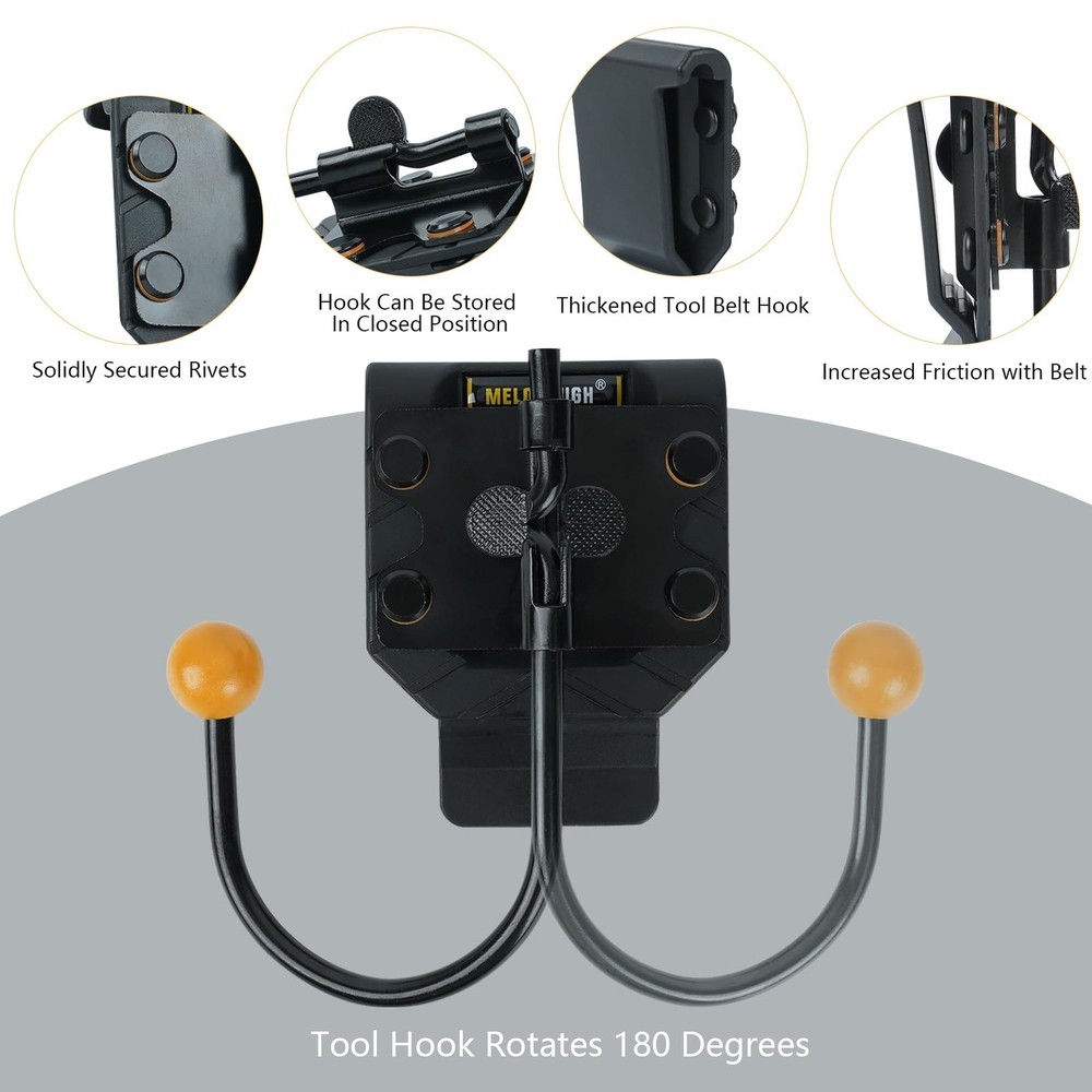 MELOTOUGH Tool Belt Hook,Tool Holster,Drill Holder,Cordless Drill Black