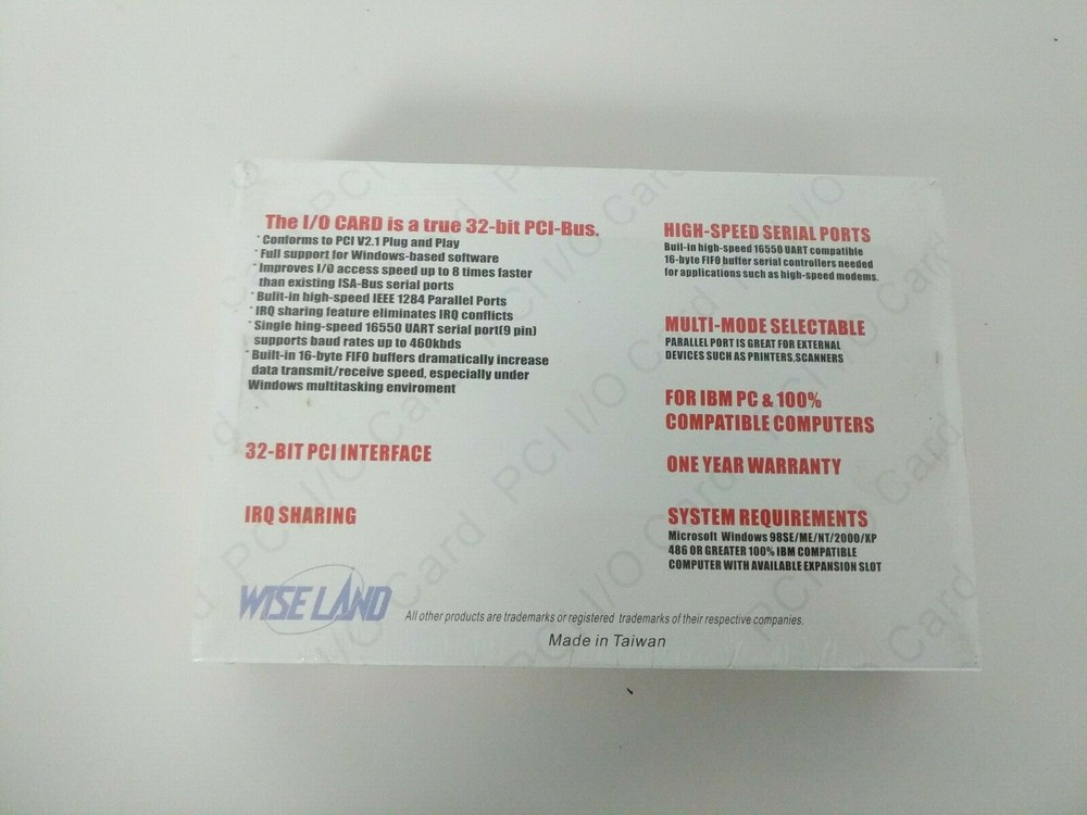 WISE LAND PCI I/0 CARD HIGH-SPEDD