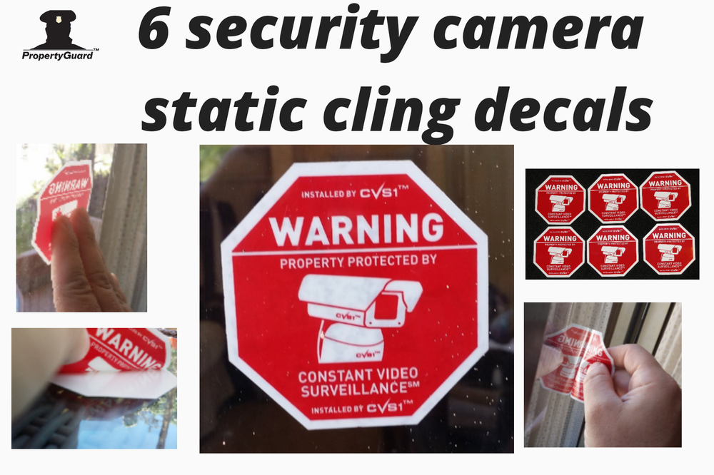 6 Security Camera CCTV Surveillance Warning Home Security Decals STATIC CLING