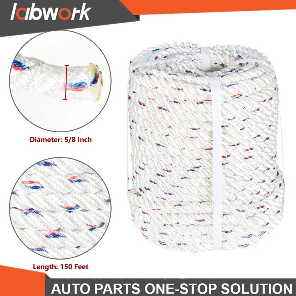 Labwork Double Braid Polyester Arborist Bull Rope Pulling Rigging Line 5/8"×150'