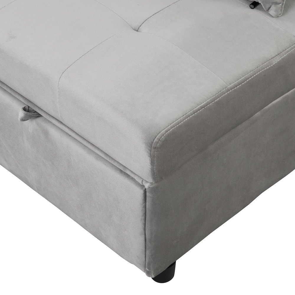 Folding Ottoman Sofa Bed Gray|Grey