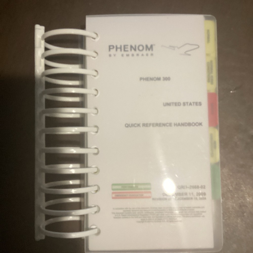 Embraer Phenom 300 Quick Reference Handbook QRH Revision 27 free shipping