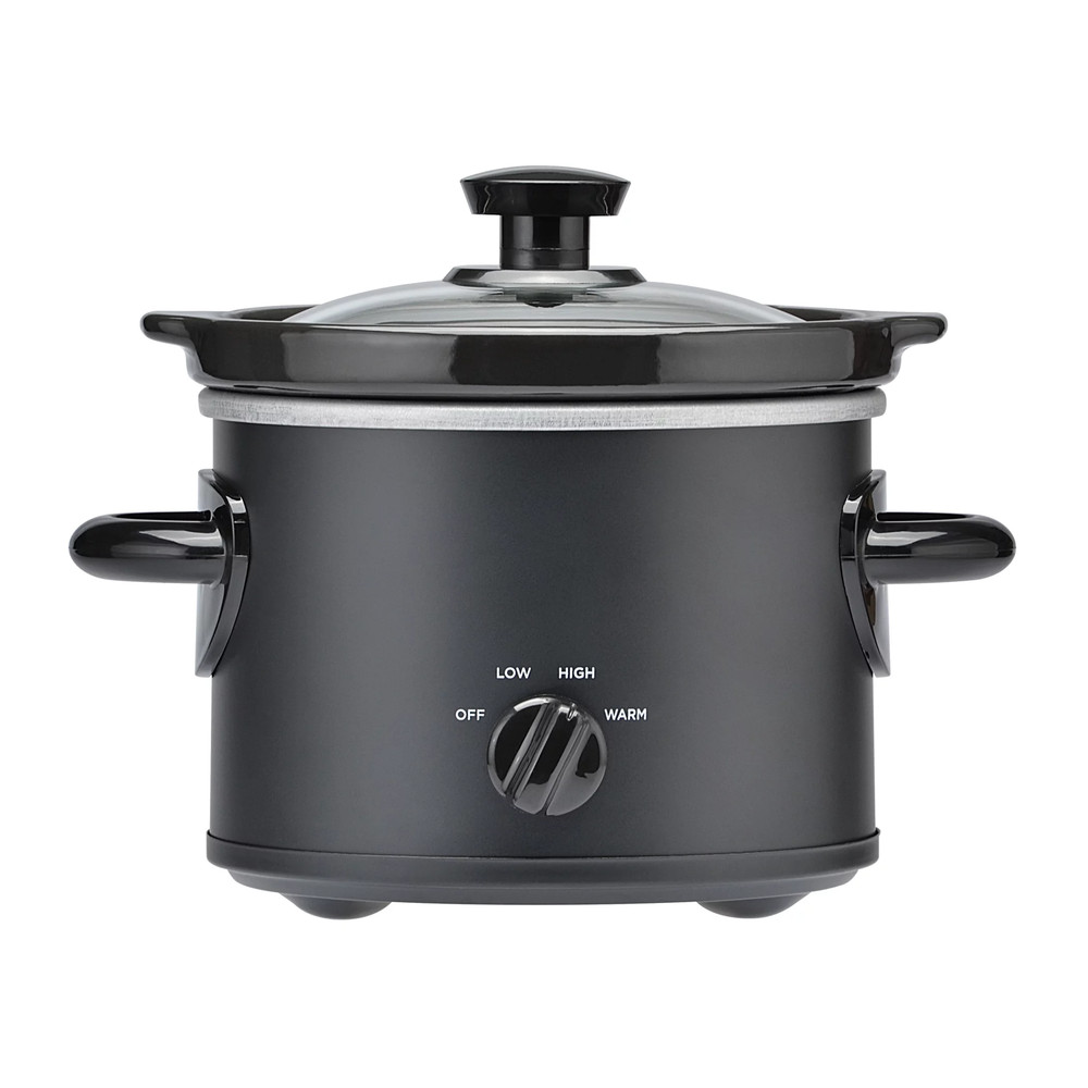 2 Quart Manual Slow Cooker, Durable Matte Black Finish