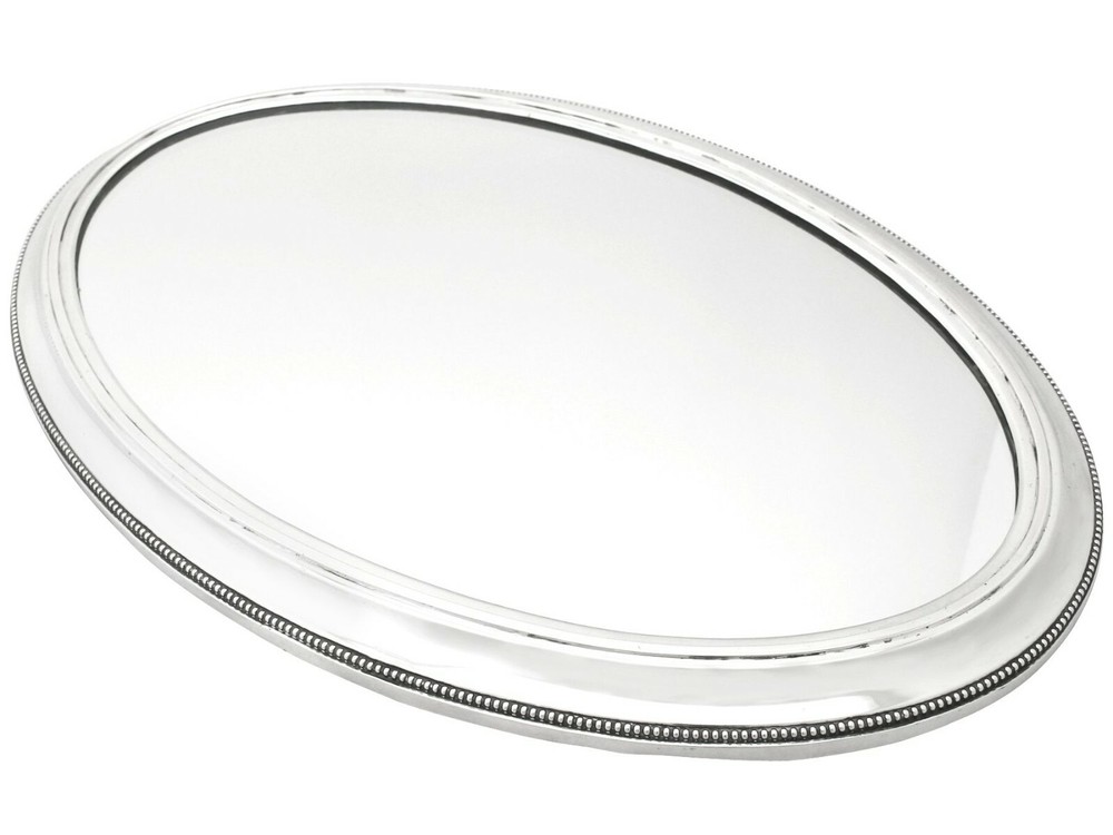 Antique German Silver Mirrored Plateau, Circa 1900 Width 35cm