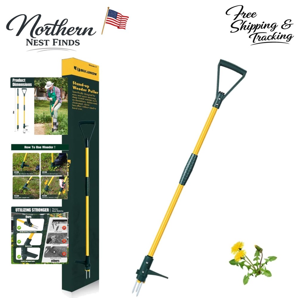 Durable Long Handle Weed Puller with 3 Claws for Effortless Gardening