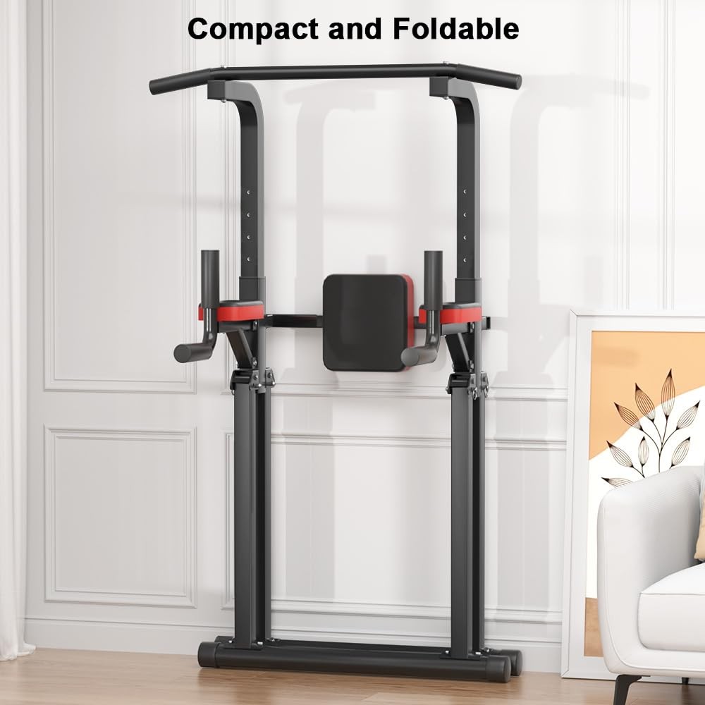 Foldable Power Tower, Adjustable Multifunction Pull Up Bar Tower Station, Pul...