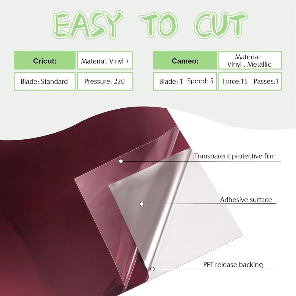 Glossy Chrome Vinyl Adhesive Sheet for Craft Projects