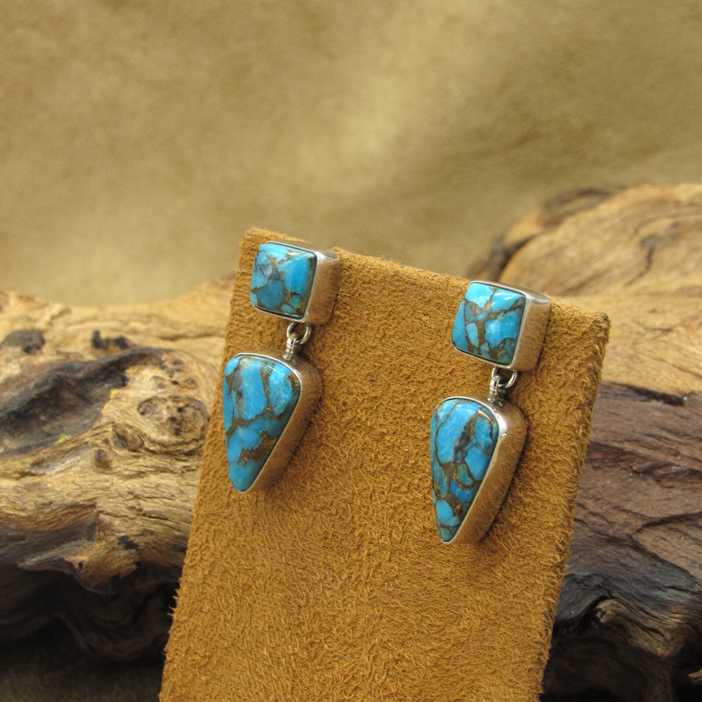 Beautiful Turquoise Post Dangle Earrings