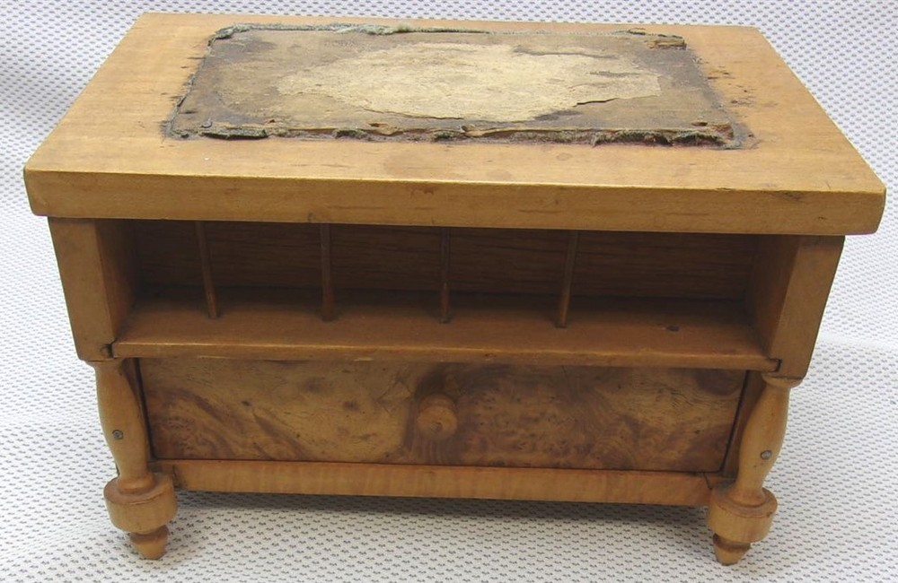 ANTIQUE WOODEN SEWING BOX, Light Multi Compartment