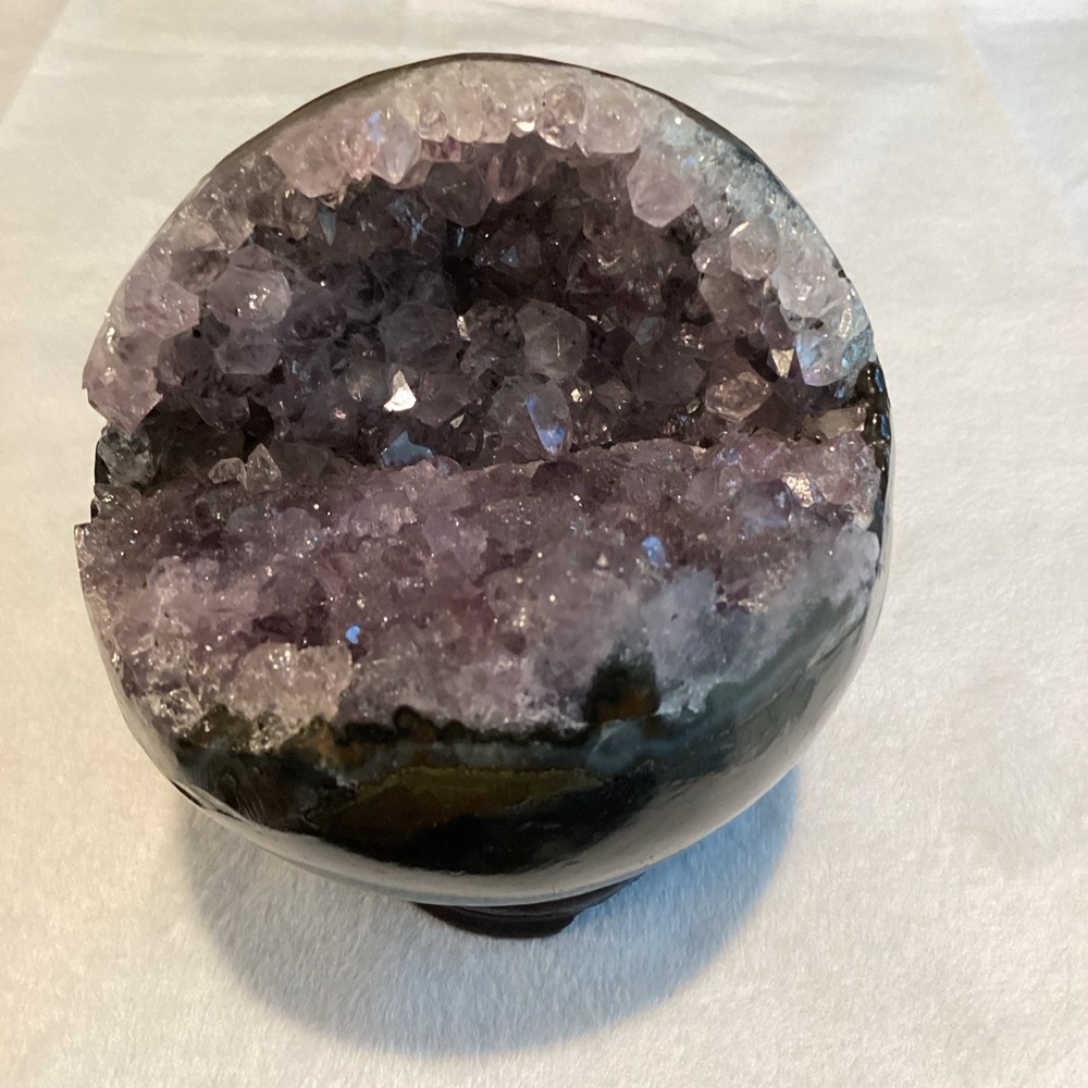 Pac-Man Amethyst Geode Crystal Polished Sphere2.73 lbs  for Display