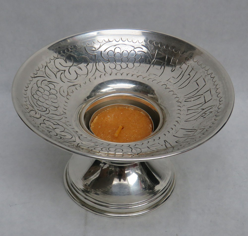 VINTAGE SHABBOT SILVER CANDLE CUP HOLDER LAMP