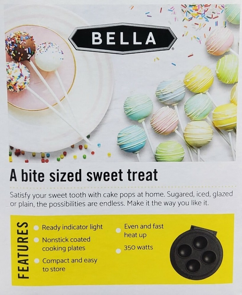 Bella Mini Cake Pop Maker Blue Nonstick Cooking Compact Easy Store 350 Watts