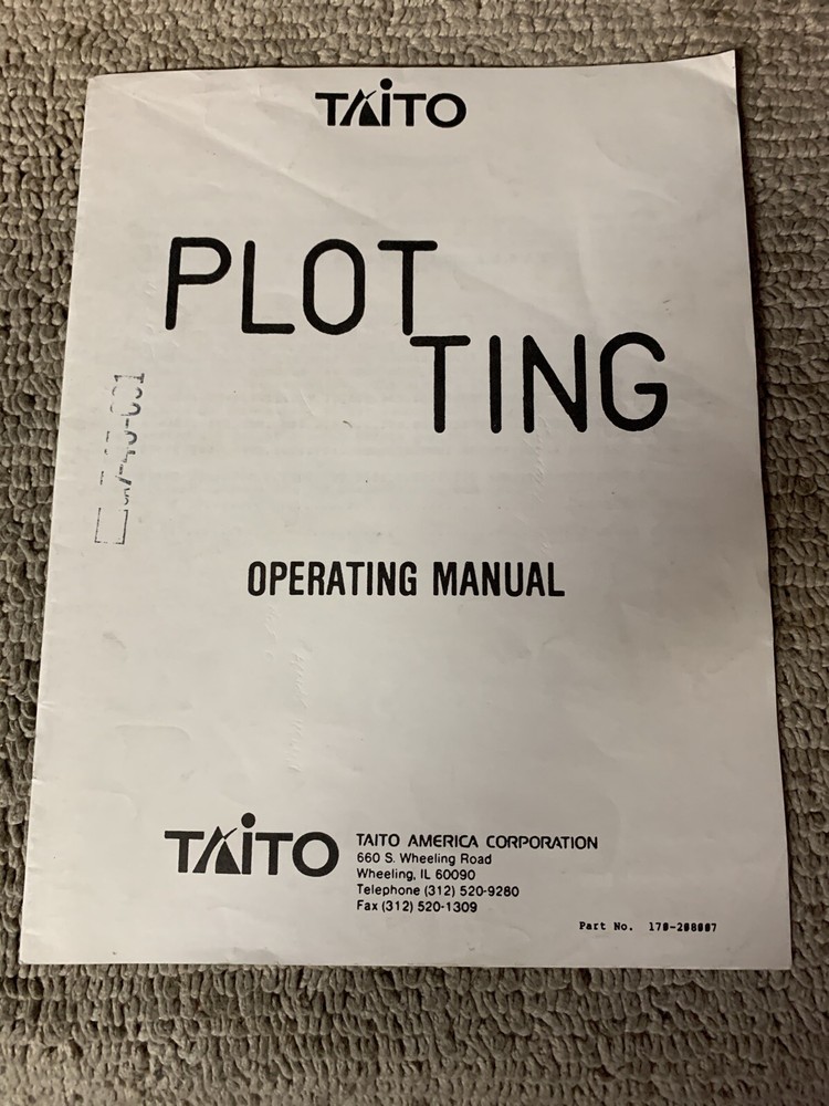 original Plotting Taito Arcade Video Game manual
