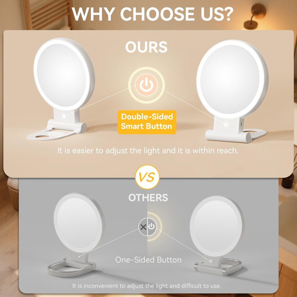 1X/30X Magnifying Mirror with Light, Double Sided Makeup Mirror with Adjustab...