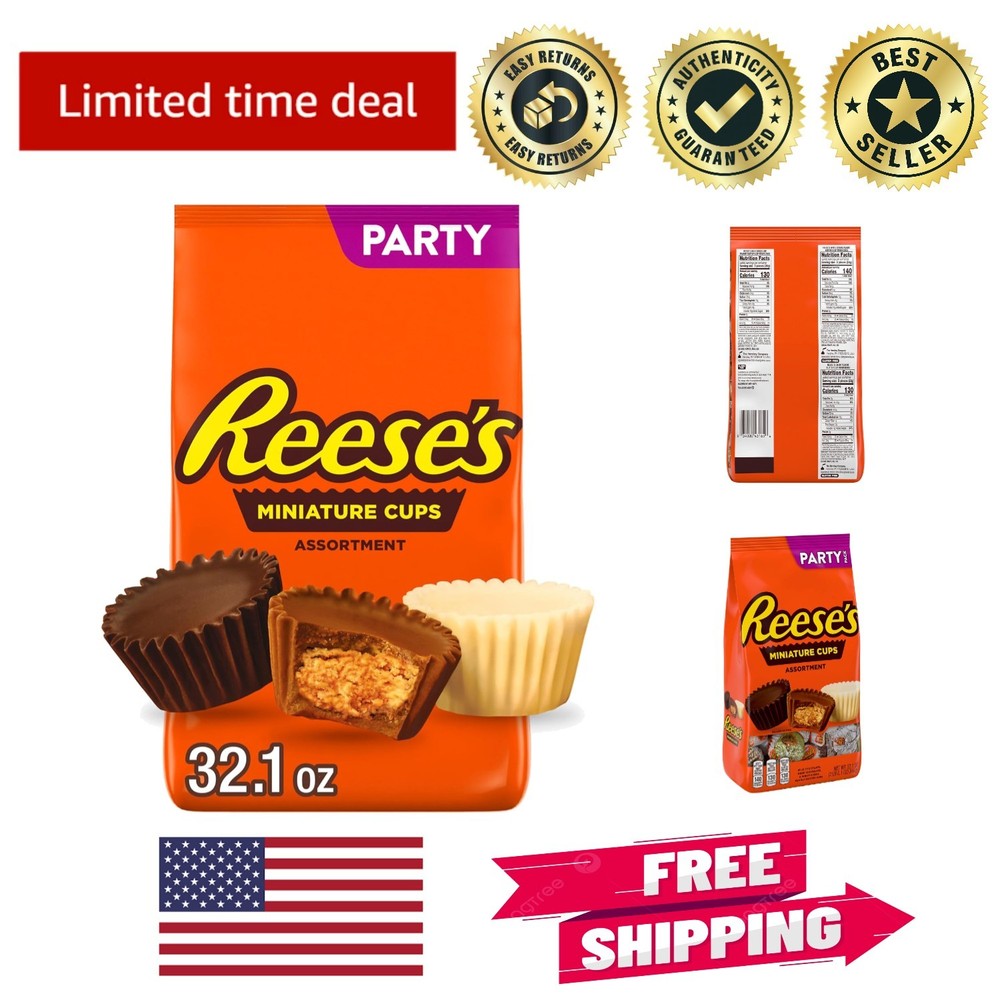 Kosher Assorted Mini Peanuts Butter Cups - 32.1 oz Bulk Pack for Celebrations