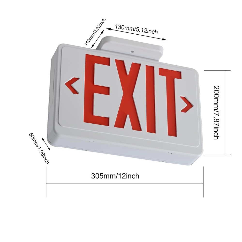 Apmeetlux Red LED Exit Sign,4Hours Plug in Cord Emergency Exit Light with Bat...