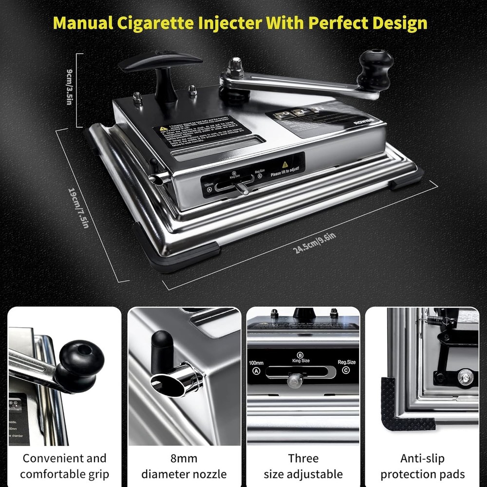 New Version Cigarette Rolling Machine, Portable Manual Cigarette Injector Fits R