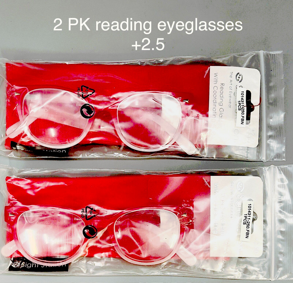 Sight Station Reading Glasses +2.5 | 2 Pair with Coordinating Cases | Optical