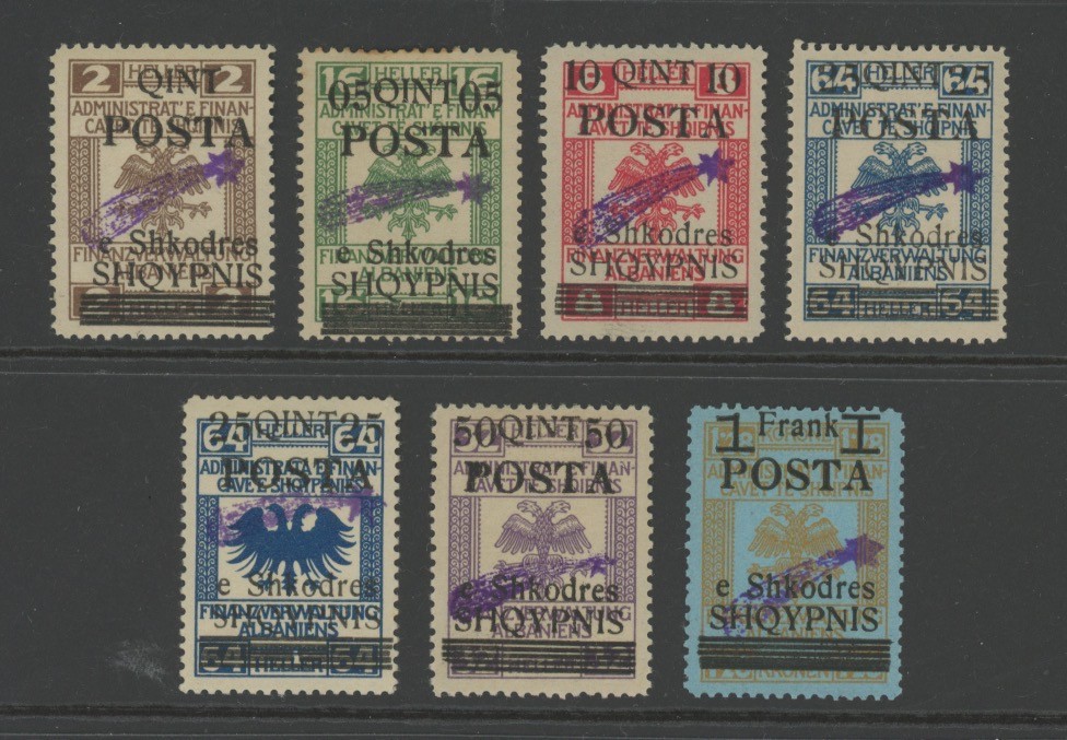 Albania Albanien 1919 Shkoder Comet Overprints Scott 98-104 Mint* VF