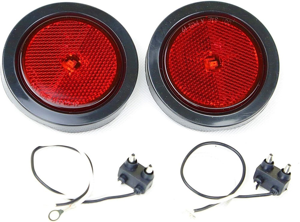 2 Red 2-1/2" Round SMD LED Submersible Trailer Marker Lights w Reflector Lense