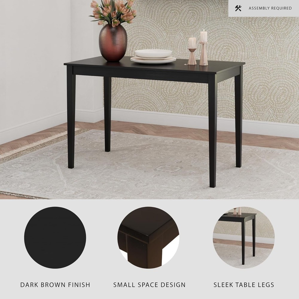 Indoor Rectangular Dining Table with Assembly Tools Included, No Tools Needed