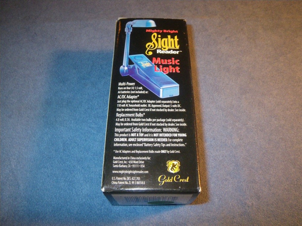 SIGHT READER COLLAPSIBLE MUSIC STAND LIGHT - BLUE - COMPACT FOLDABLE BATTERY
