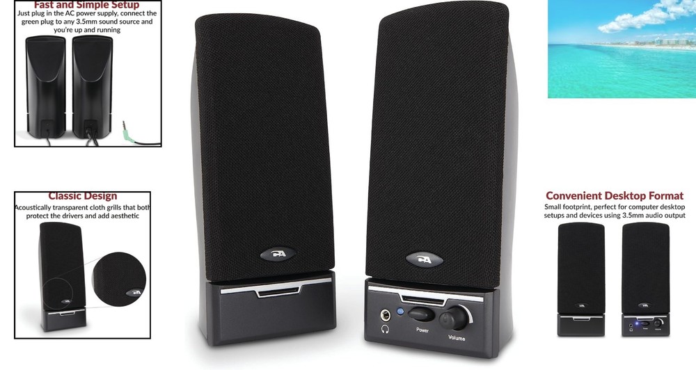 Compact CA-2014 Computer Speakers with Built-in Microphone for Clear Audio