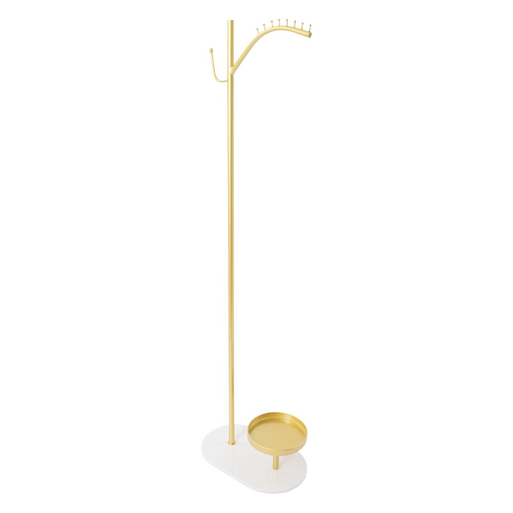 50lbs Load Capacity 8-Hook Standing Clothes Rack With Marble Base, Gold