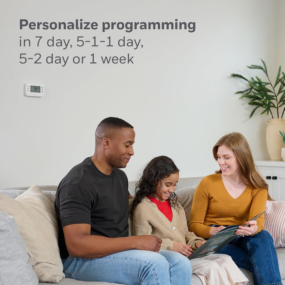 New! Programmable Thermostat, Single-Stage, 1 Heat/1 Cool Compatibility, Fle...