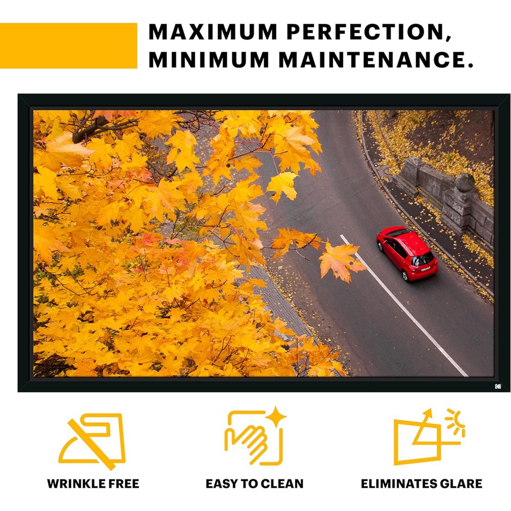 Kodak 120" Fixed Frame Projector Screen, Wall Mounted Projection Screen