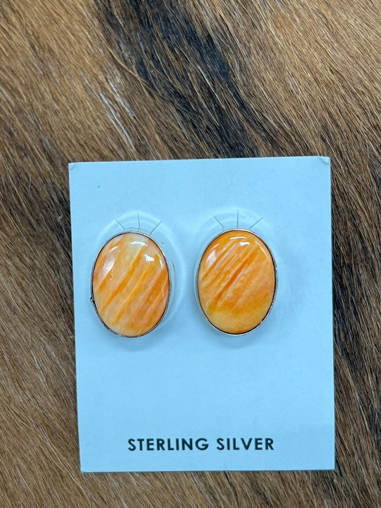 ORANGE SPINY ~ STERLING SILVER ~ EARRINGS