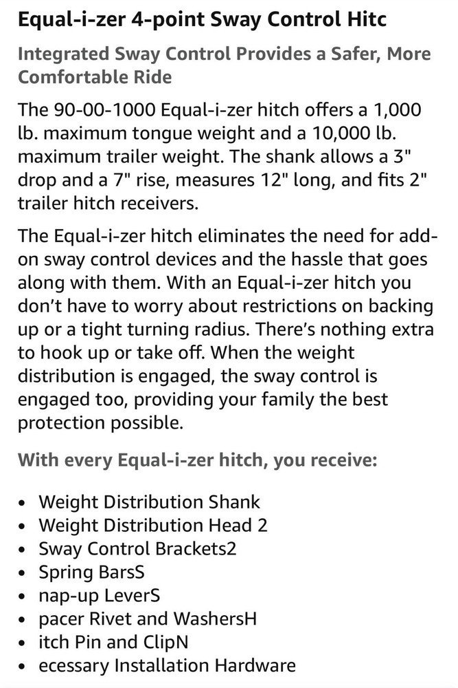 Equalizer 10k Sway Control System. New In Box. Never Used.