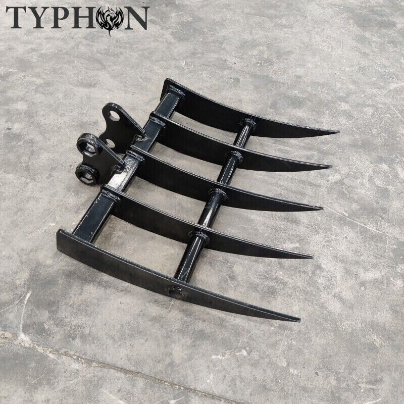Mini Excavator Attachment TYPHON Rake for Grading, Leveling, Loosening, Removing