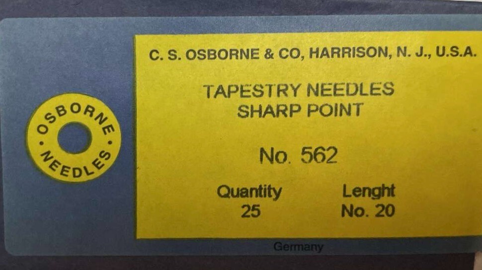 25 PACK: Osborne 562-20 TAPESTRY/CHENILLE SHARP ROUND POINT Needles, Gauge 20