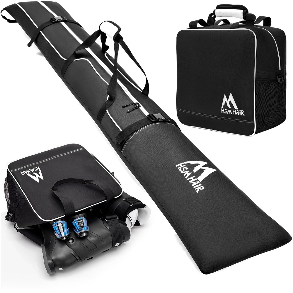 Hsmihair Ski Bag and Boot Combo,Padded Set for Extra Large, Black