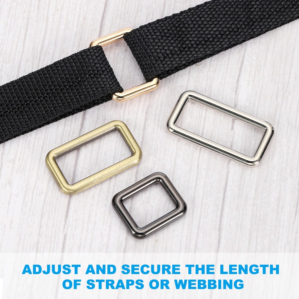 8Pcs 1" 25mm Flat Metal Rectangle Rings Buckle Square Loop Silver