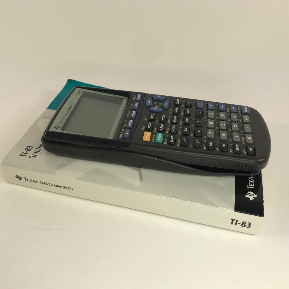 Texas Instruments TI-83 Graphing Calculator + Cover & Manual BROKEN