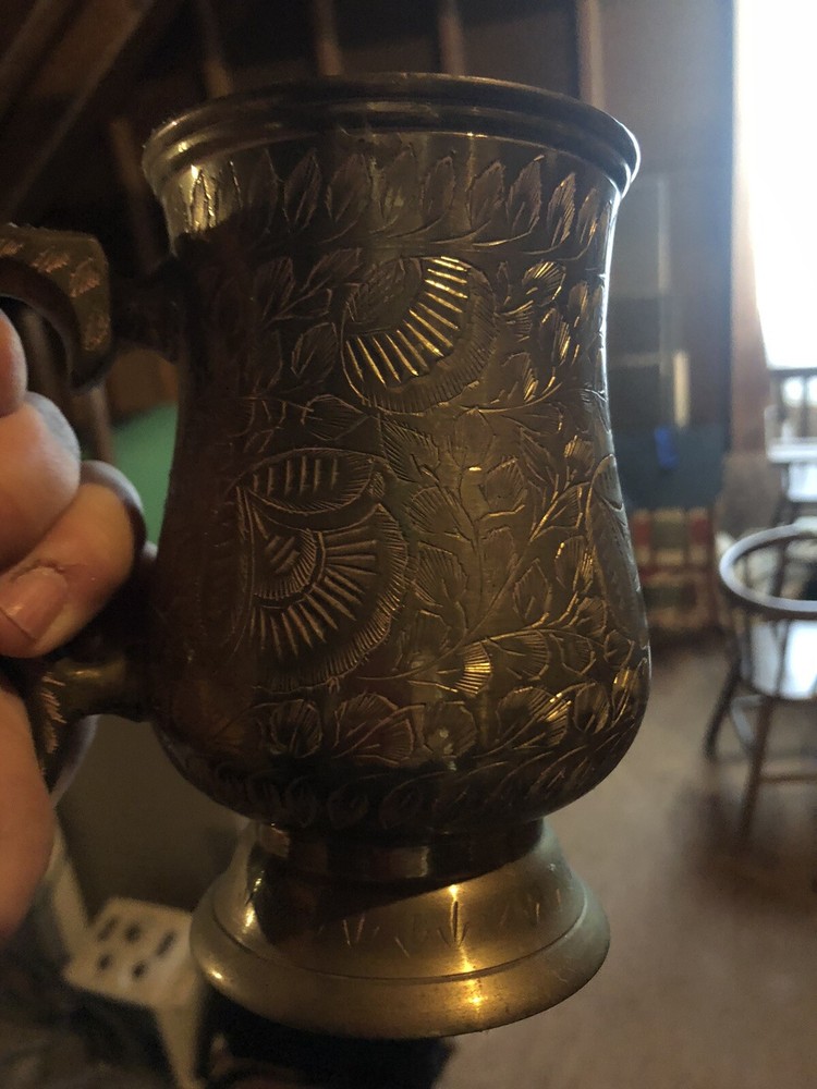 Vintage INDIA Etched Brass Samovar Set
