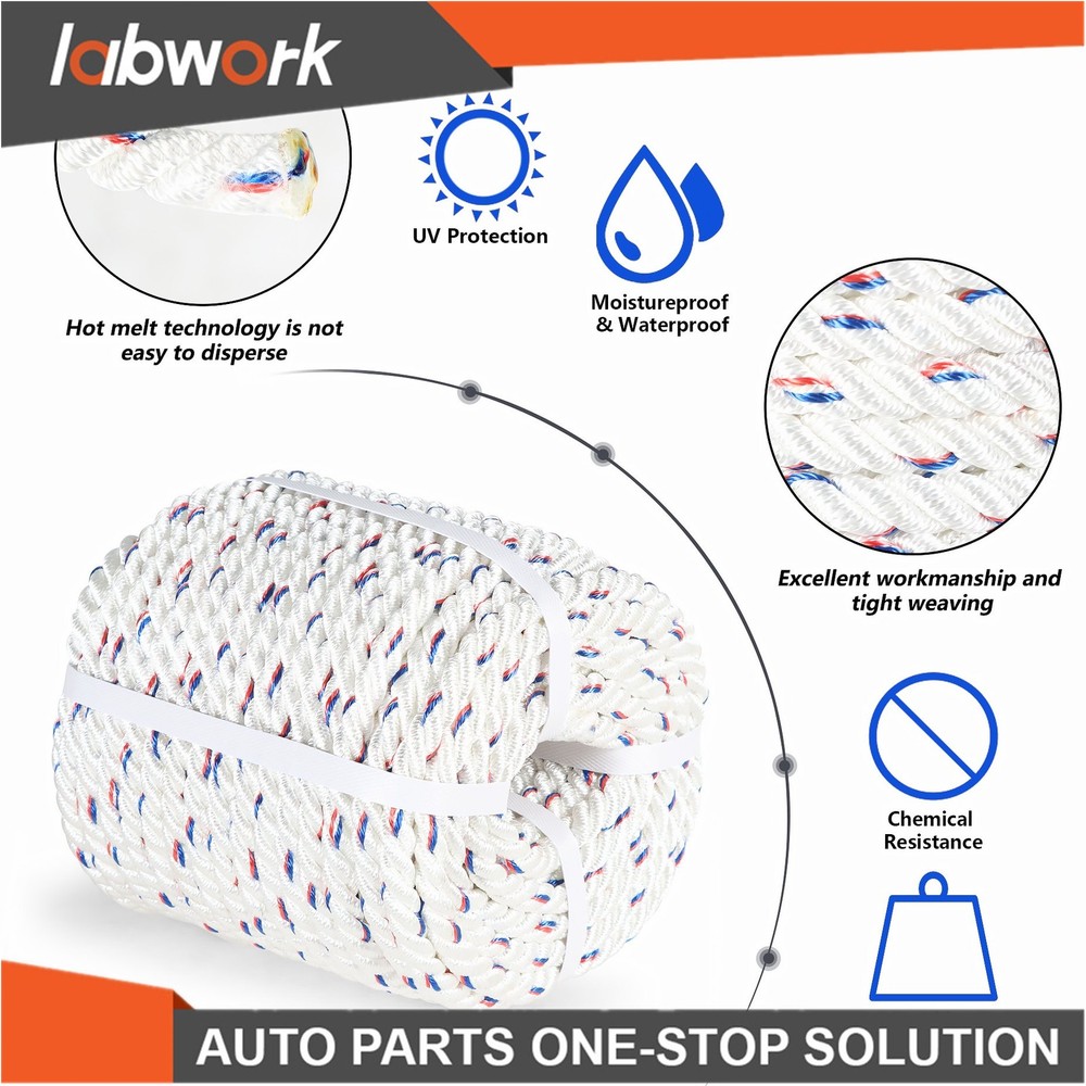 Labwork Double Braid Polyester Arborist Bull Rope Pulling Rigging Line 5/8"×150'