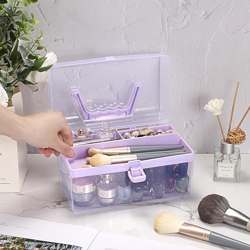 Multipurpose Plastic Craft Storage Containers with Removable Rectangle Purple