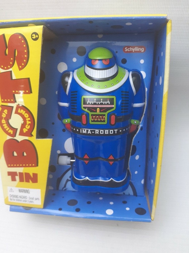 Schylling TIN BOTS Wind-Up Action IMA-ROBOT blue
