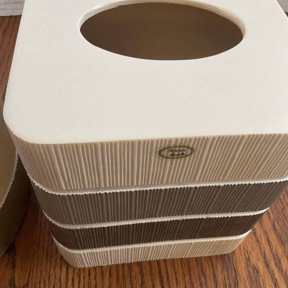 Modern Line “Grey” Waste Basket & Tissue Box Set by Popular Bath