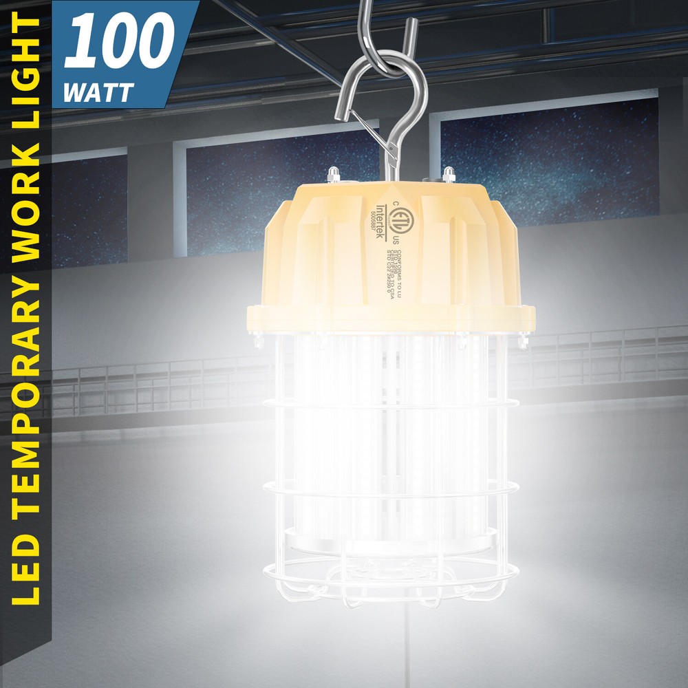 100W LED Temporary Work Light Portable Garage Workroom Construction Lights 5000K