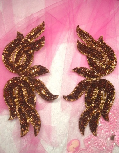 0202 ~ SEQUIN BEADED MIRROR PAIR APPLIQUES ~ 3 COLORS