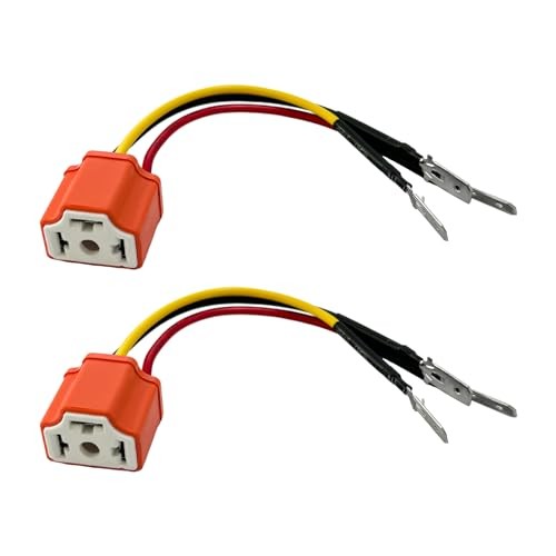 Yourkar 2PCS Ceramic H4 9003 HB2 Wiring Harness Headlight Socket, Pigtail 2 PCS