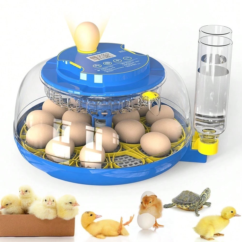 Automatic Egg Incubator 18 Eggs Poultry Hatcher Auto Turner Temp Control Clear