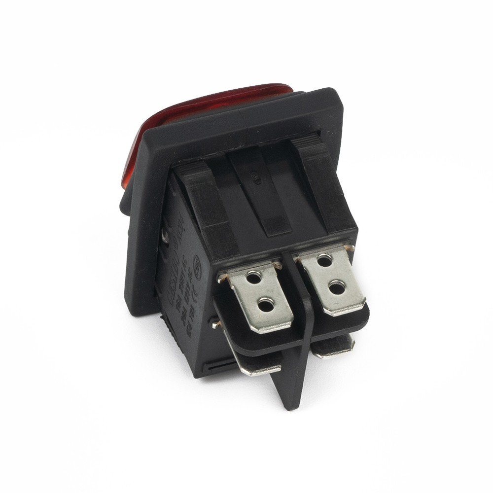 Red Button Illuminated Rectangular Rocker Switch for Waterproof Application