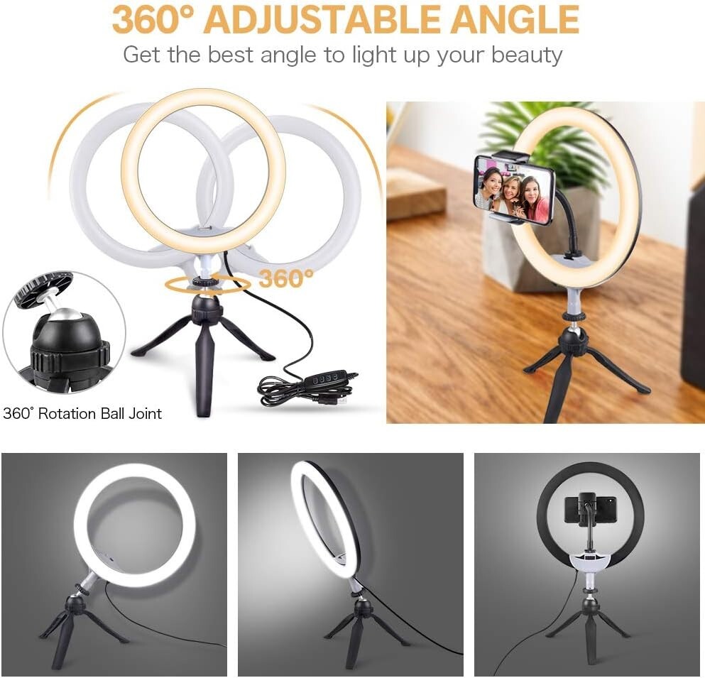 Selfie Ring 10” Light LED Light with Remote Control Tripod Stand by UBeesize