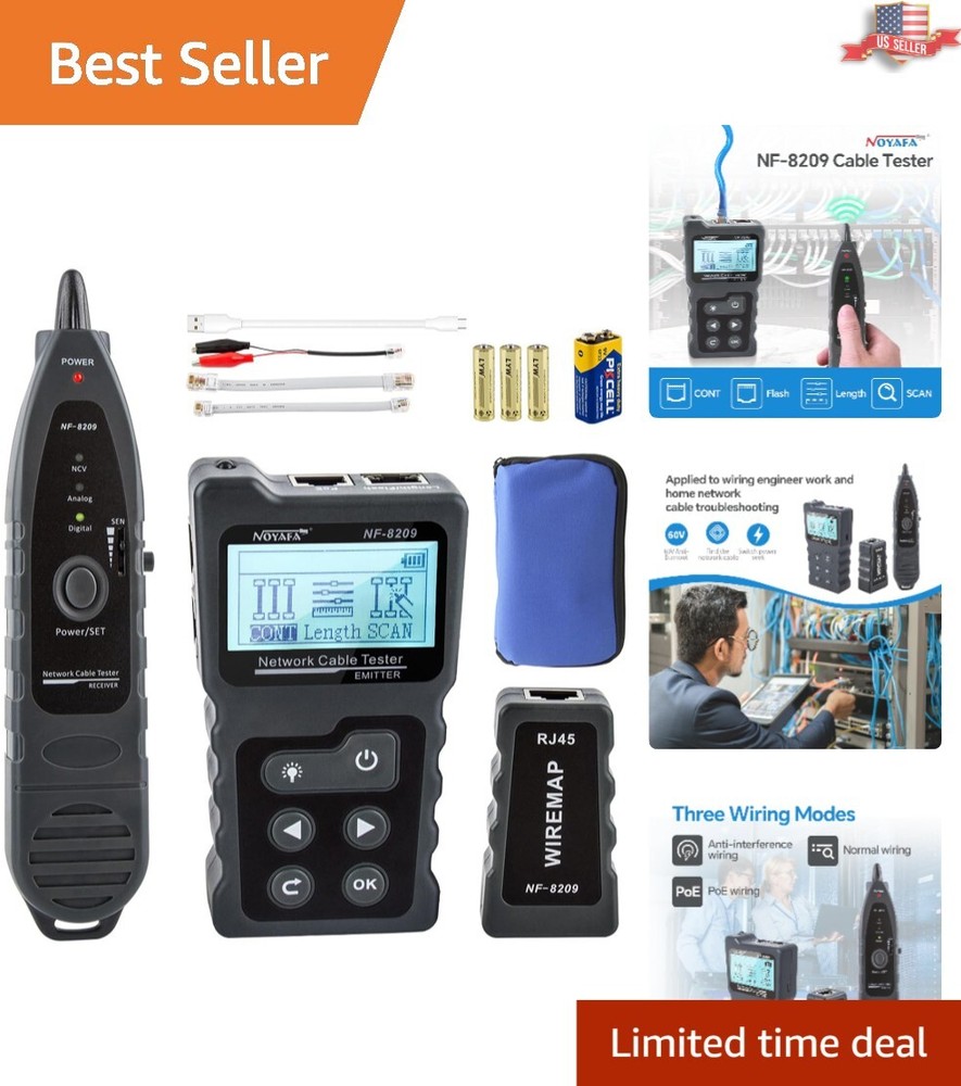 Advanced Network Cable Tester with PoE & AC Voltage Detection for Professionals