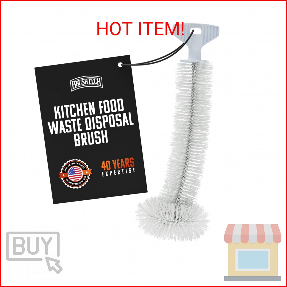 Brushtech Kitchen Sink Disposal Brush - Ergonomic T-Handle Cleaner with Rounded
